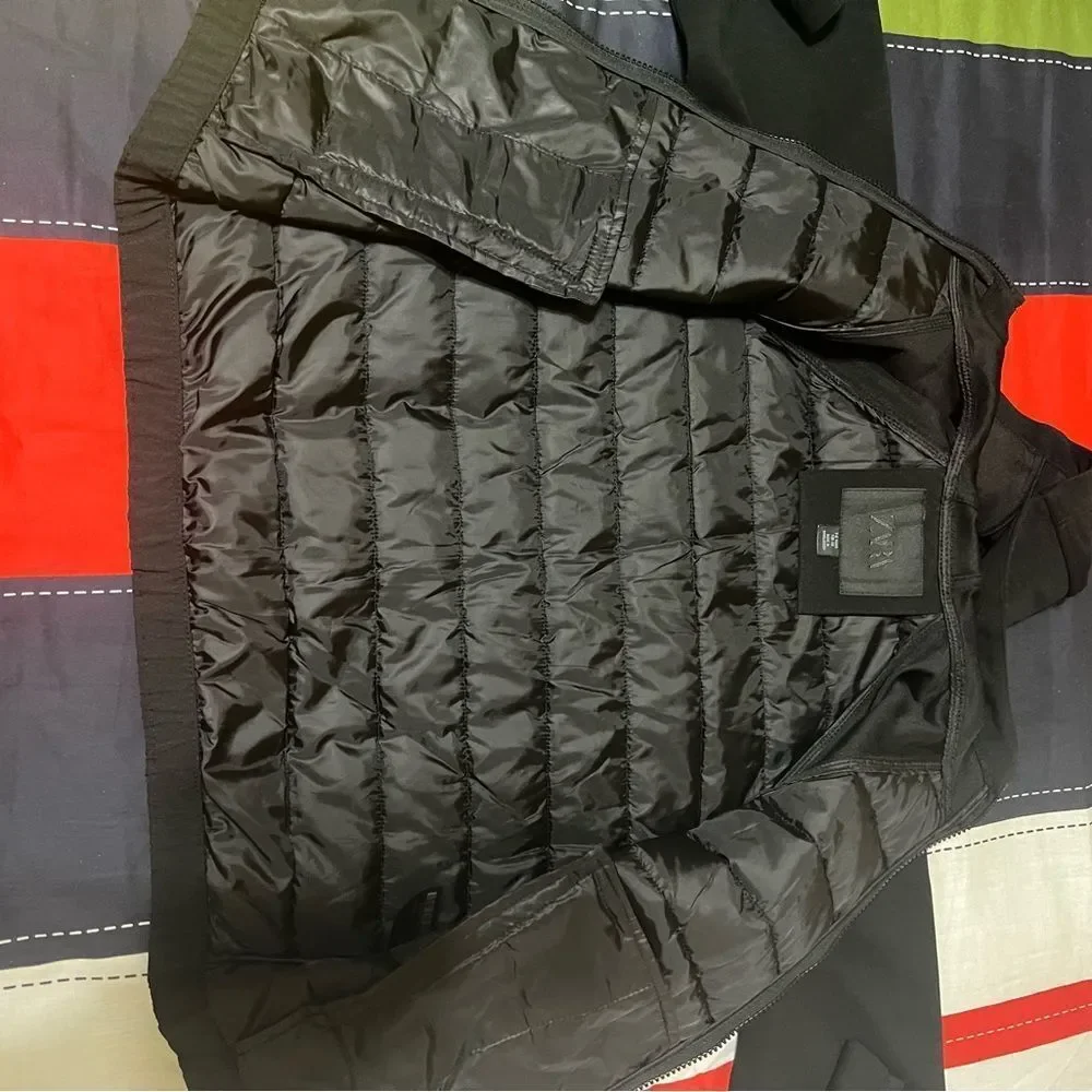 Zara Neoprene Black Hooded Puffer Jacket NWT Size 7-8 years old
